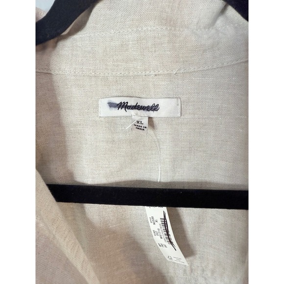Madewell Utility Short-Sleeve Mini Shirtdress‎ in 100% Linen XL NWT - Picture 6 of 8